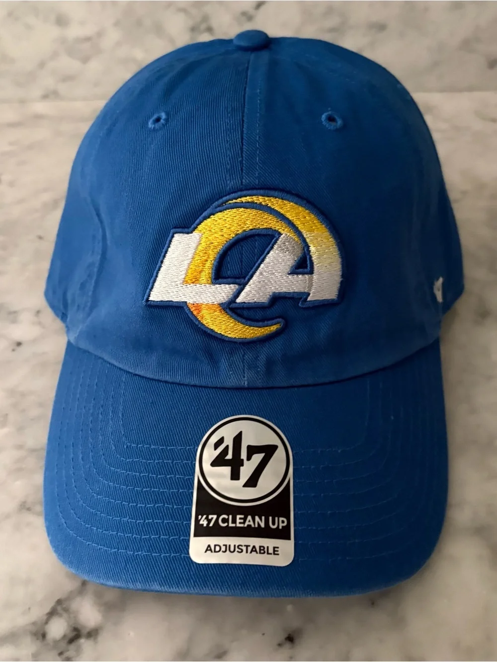 47 Brand Los Angeles Rams Clean Up Blue Adjustable Strap Hat NFL LA Logo
